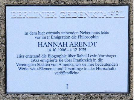 Bild Hannah Arendt Gedenktafel Berlin
